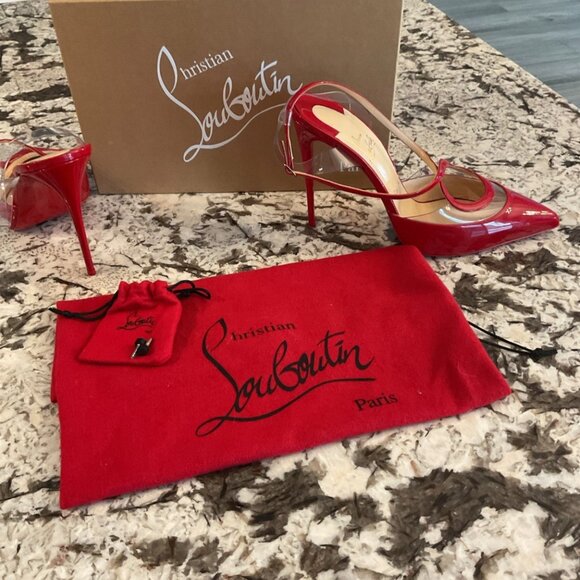 Christian Louboutin RED patent PVC cutout pumps - Picture 6 of 6